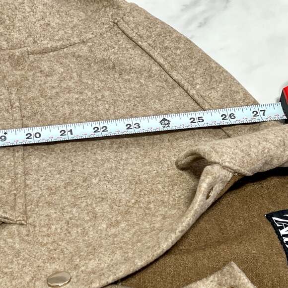 Zara Women Size XS Over-sized Soft Knit Tan Shirt Jacket Shacket - Picture 8 of 14
